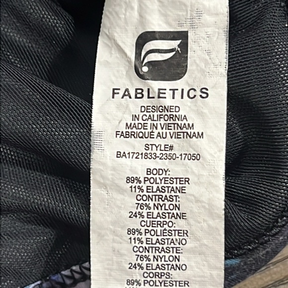 Fabletics Milda‎ Sports Bra L Hole-y Moley Blue Black High Neck Mesh Stretch Gym - Picture 5 of 6